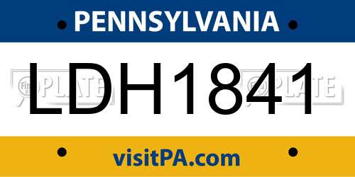LDH1841 Pennsylvania License Plate