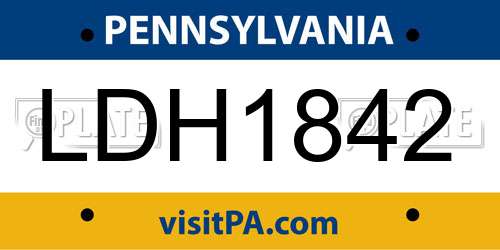 LDH1842 Pennsylvania License Plate