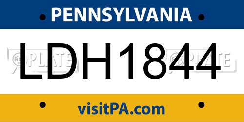 LDH1844 Pennsylvania License Plate
