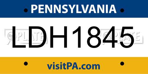 LDH1845 Pennsylvania License Plate