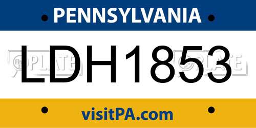 LDH1853 Pennsylvania License Plate