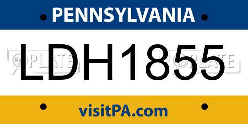 LDH1855 Pennsylvania License Plate