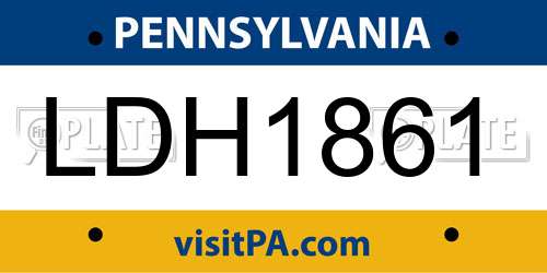 LDH1861 Pennsylvania License Plate