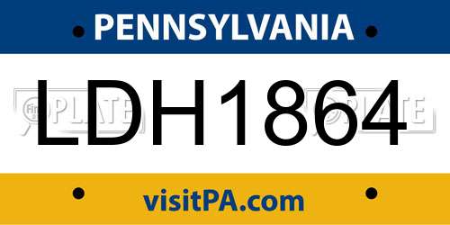 LDH1864 Pennsylvania License Plate
