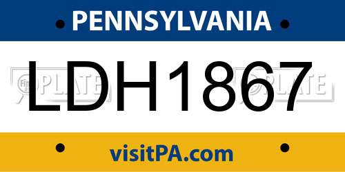 LDH1867 Pennsylvania License Plate