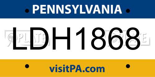 LDH1868 Pennsylvania License Plate