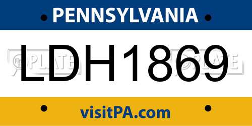 LDH1869 Pennsylvania License Plate