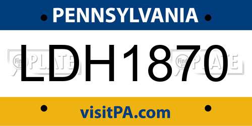LDH1870 Pennsylvania License Plate