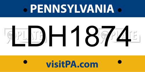 LDH1874 Pennsylvania License Plate