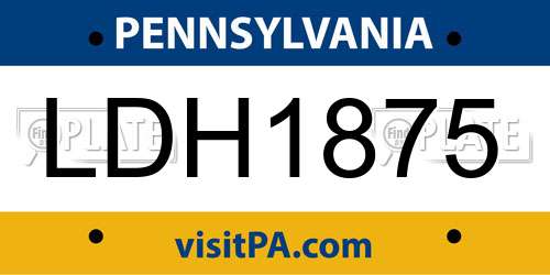 LDH1875 Pennsylvania License Plate