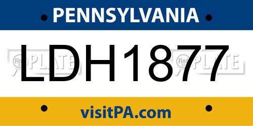 LDH1877 Pennsylvania License Plate