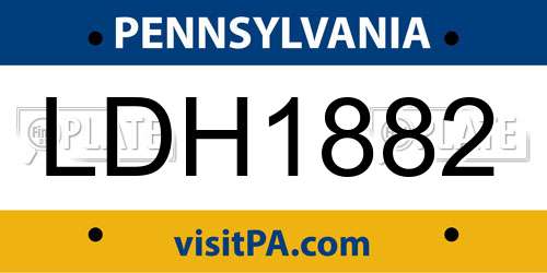 LDH1882 Pennsylvania License Plate