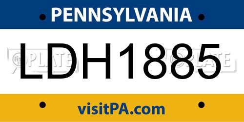 LDH1885 Pennsylvania License Plate