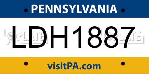 LDH1887 Pennsylvania License Plate