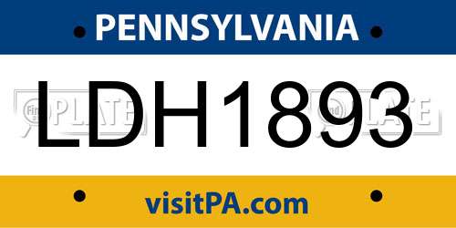 LDH1893 Pennsylvania License Plate