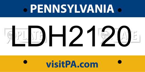 LDH2120 Pennsylvania License Plate
