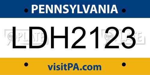LDH2123 Pennsylvania License Plate