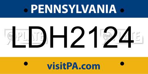 LDH2124 Pennsylvania License Plate