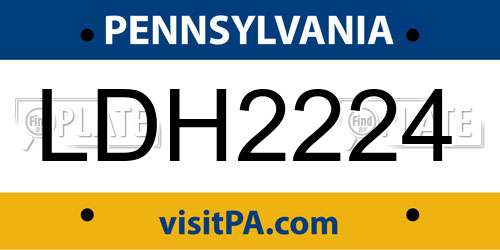 LDH2224 Pennsylvania License Plate
