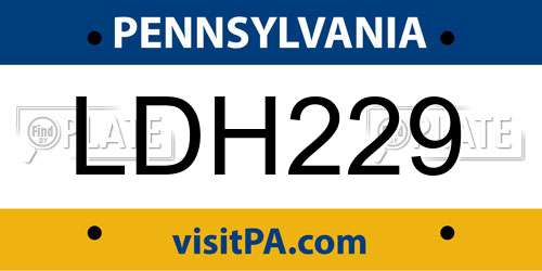LDH229 Pennsylvania License Plate