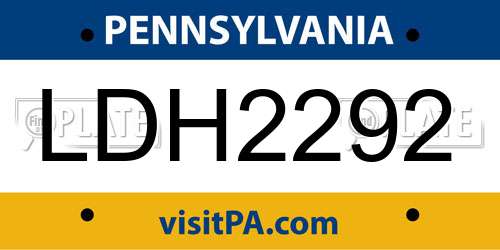 LDH2292 Pennsylvania License Plate