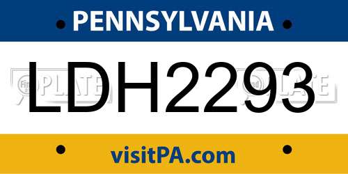 LDH2293 Pennsylvania License Plate