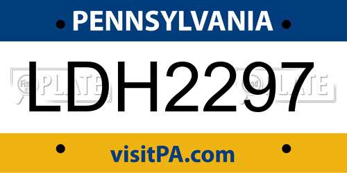 LDH2297 Pennsylvania License Plate