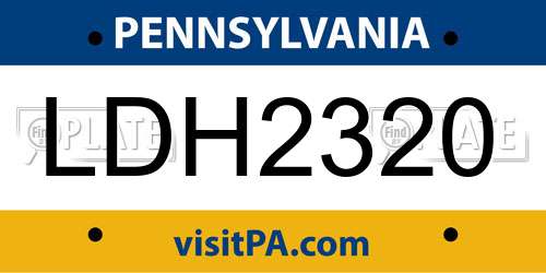 LDH2320 Pennsylvania License Plate