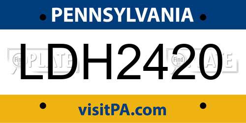 LDH2420 Pennsylvania License Plate