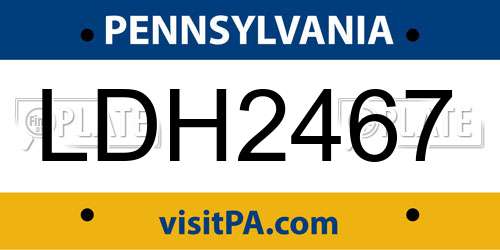 LDH2467 Pennsylvania License Plate
