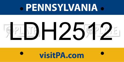 LDH2512 Pennsylvania License Plate