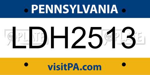 LDH2513 Pennsylvania License Plate