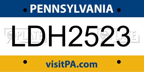 LDH2523 Pennsylvania License Plate