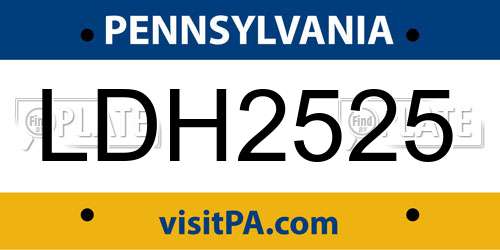 LDH2525 Pennsylvania License Plate