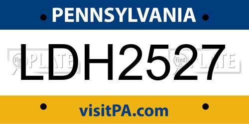 LDH2527 Pennsylvania License Plate