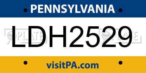 LDH2529 Pennsylvania License Plate