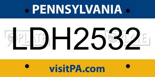 LDH2532 Pennsylvania License Plate