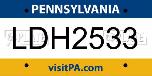 LDH2533 Pennsylvania License Plate