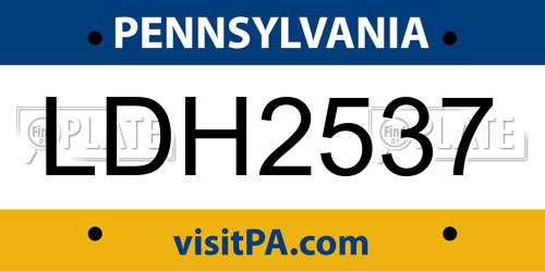 LDH2537 Pennsylvania License Plate