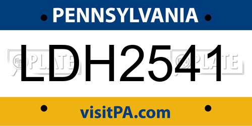 LDH2541 Pennsylvania License Plate