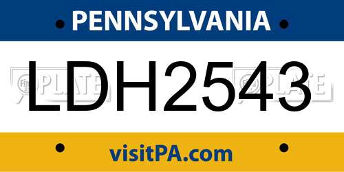 LDH2543 Pennsylvania License Plate