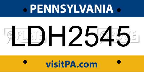 LDH2545 Pennsylvania License Plate