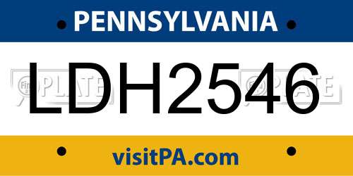 LDH2546 Pennsylvania License Plate
