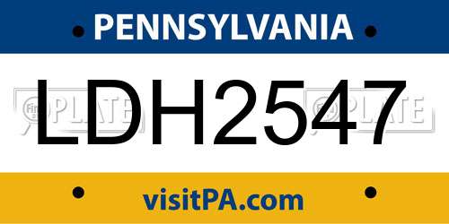 LDH2547 Pennsylvania License Plate