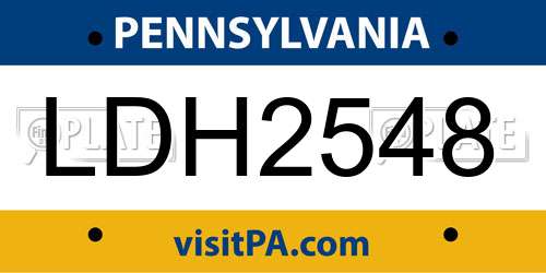 LDH2548 Pennsylvania License Plate