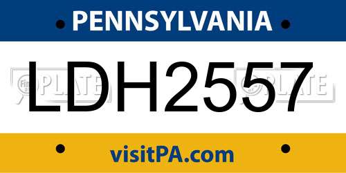LDH2557 Pennsylvania License Plate