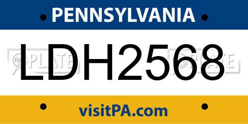 LDH2568 Pennsylvania License Plate