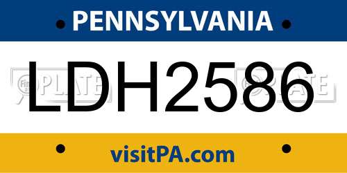 LDH2586 Pennsylvania License Plate