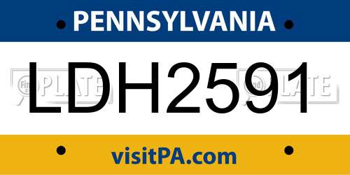 LDH2591 Pennsylvania License Plate