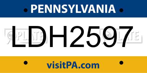 LDH2597 Pennsylvania License Plate
